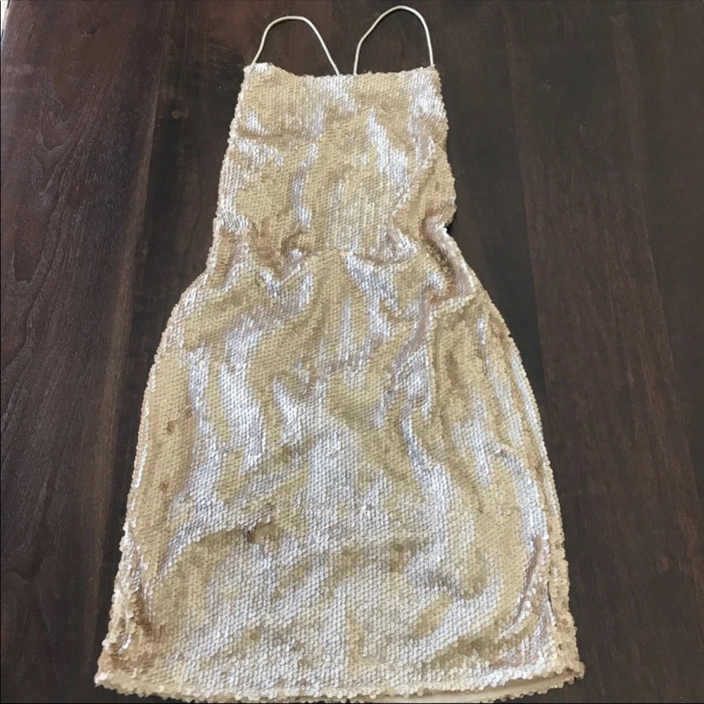ANGL Gold Glitter Sequence Dress - M
